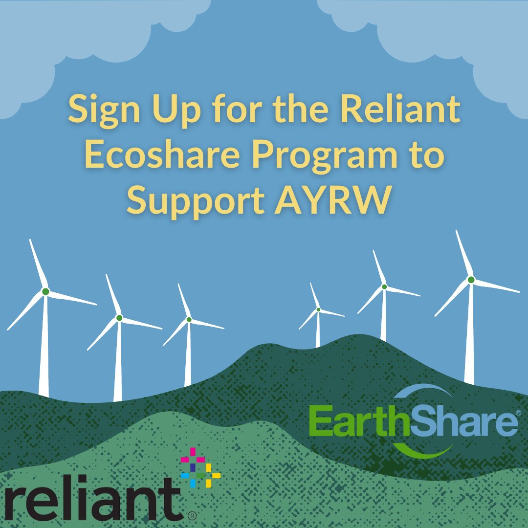 RiverWatchers's tweet photo. Want to help AYRW AND offset your carbon footprint at the same time?! Enroll in the Reliant Ecoshare Program! https://t.co/5XzwViEx5P https://t.co/RqPseh2oEv