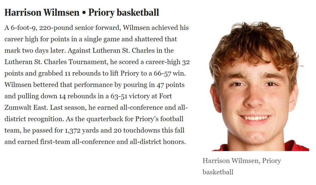 DeSmet_ADBarker's tweet photo. Congrats to @PrioryBasketba1 senior, Harrison Wilmsen!

@stlprioryschool @PrioryAthletics https://t.co/iSLTPI4i6y