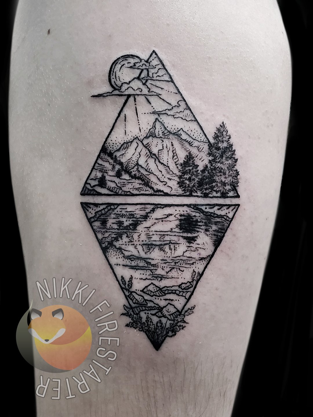 Man of Constant Sorrows on Twitter Triangles amp nature geometry  GeometricTattoo NatureTattoo nature mountains trees reflection  BlackTattoo GraphicTattoo GraphicArt DotWork tattoos BodyArt BodyMod  modification ink art 