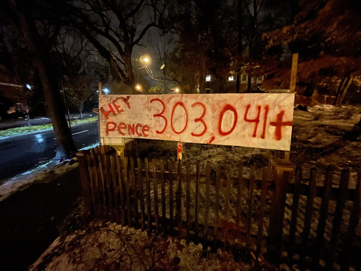 BeschlossDC's tweet photo. Hey VP Pence, did you see this sign tonight on your limousine ride home?  And any chance you could spare a moment to congratulate Vice President-elect Harris and invite her to your office and residence, as VP Biden did for you immediately after the 2016 election? https://t.co/QrG9iBAFOV