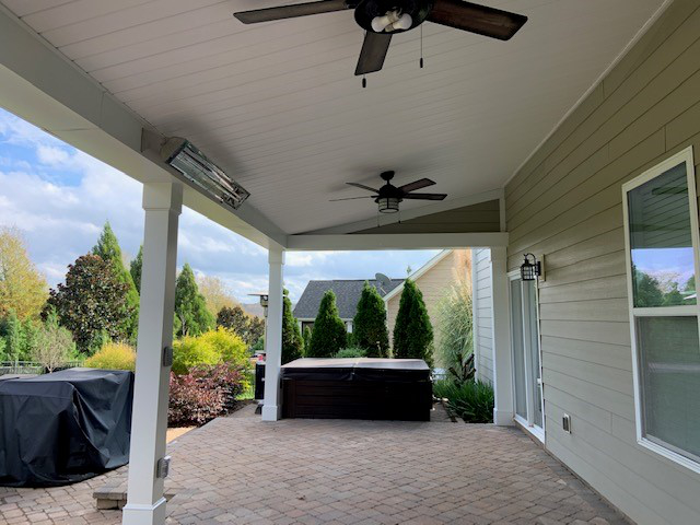 JAGConstCorp's tweet photo. JAG was asked to add more shade to a #backyard with a covered porch. This project consisted of a sloped ceiling, 2 fans, a header mounted space heater overlooking a seating wall, and #firepit! https://t.co/EGF4iPp0pS
Have a backyard project idea? Call for an estimate 704-929-6068 https://t.co/bIPcaLwmRP