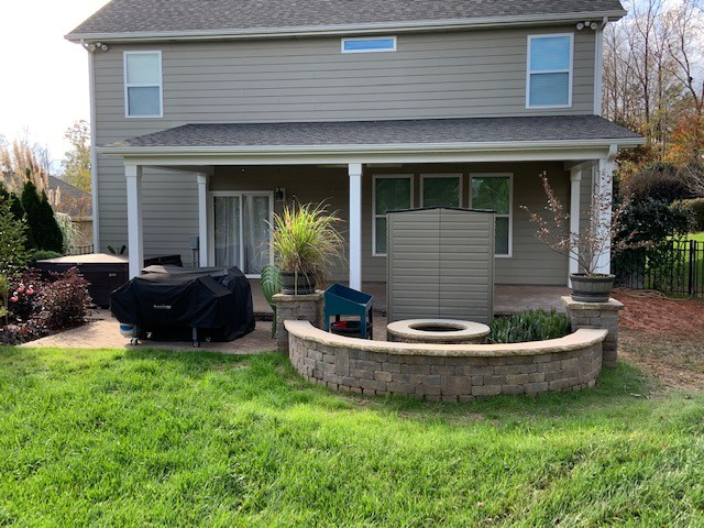 JAGConstCorp's tweet photo. JAG was asked to add more shade to a #backyard with a covered porch. This project consisted of a sloped ceiling, 2 fans, a header mounted space heater overlooking a seating wall, and #firepit! https://t.co/EGF4iPp0pS
Have a backyard project idea? Call for an estimate 704-929-6068 https://t.co/bIPcaLwmRP