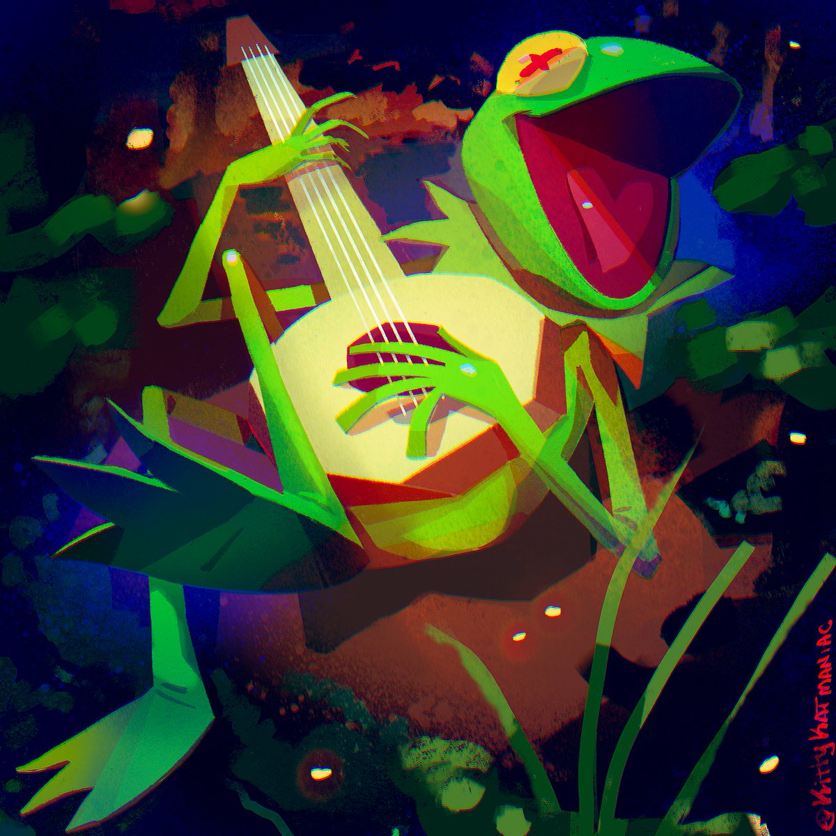 kittykatmaniac's tweet image. Testing myself with a quicker paint, 1 hr 30 mins!
This is a good frog~ 🐸🪕🌈☀️
#kermitthefrog #kermit #themuppets