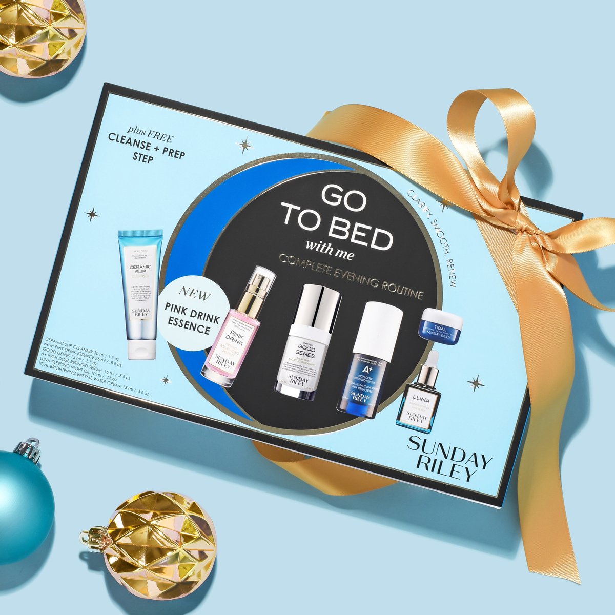 sundayriley's tweet image. &apos;Tis the season to sparkle &amp;amp; wake up with glowing skin! ✨
Clarify, smooth &amp;amp; renew your skin WHILE you sleep, by going to bed with us 🌙 [our skincare kit, that is!]⠀
🛒 Shop this complete nighttime #SkincareRoutine set now [a $193 value for just $93!] on SundayRiley.com