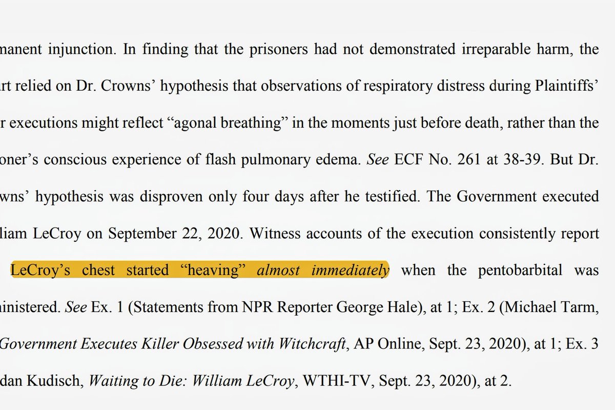 Does this matter? It depends. Defense attorneys in September cited media witness descriptions of a similar (less severe, in my view now) reaction during the execution of William LeCroy. They argued it was evidence that LeCroy was consciously attempting to breathe.