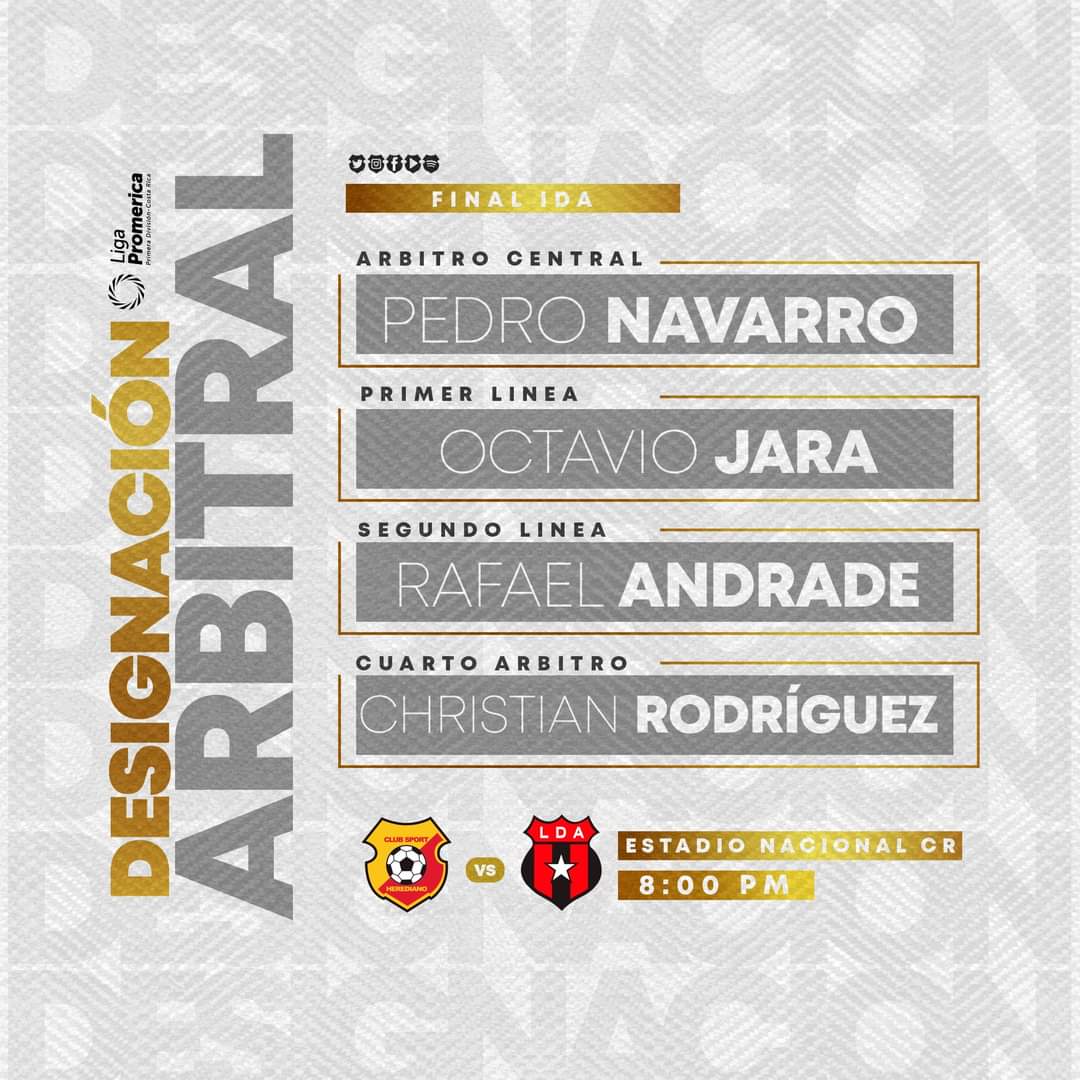 csherediano1921's tweet photo. Este es el cuarteto arbitral del juego de la Final Ida entre Club Sport Herediano 🆚 Liga Deportiva Alajuelense
Más información ➡ https://t.co/UaMV4Srypt
#SomosElTeam #CSHvsLDA #JuntosSomosMásFuertes #CSHAPP https://t.co/HrcZbtwhlN