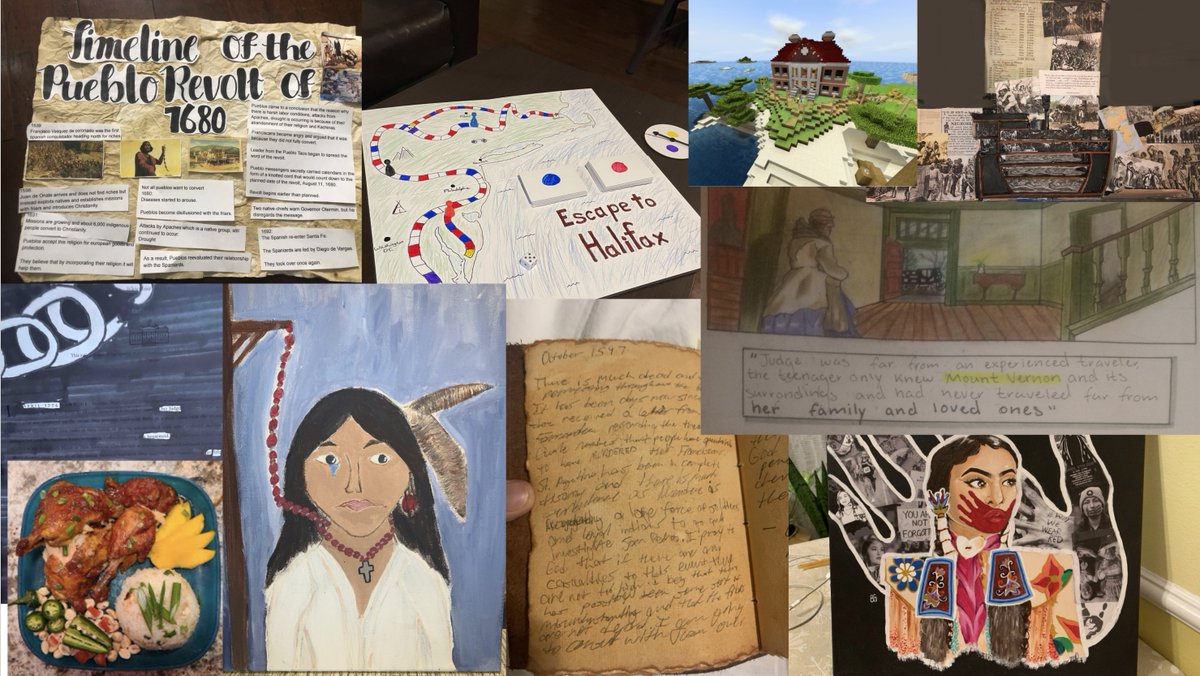 My #unessay assignment based on @cjdenial produced so many interesting projects! <a href="/ucrchass/">UCR CHASS</a> <a href="/ucr_history/">UCR Department of History</a> 
There were board games about slavery; graphic novels on Ona Judge's life, connections to #MMIW, meals, blackout poetry, <a href="/profjuliette/">juliette levy</a> invented sources, and #Minecraft projects