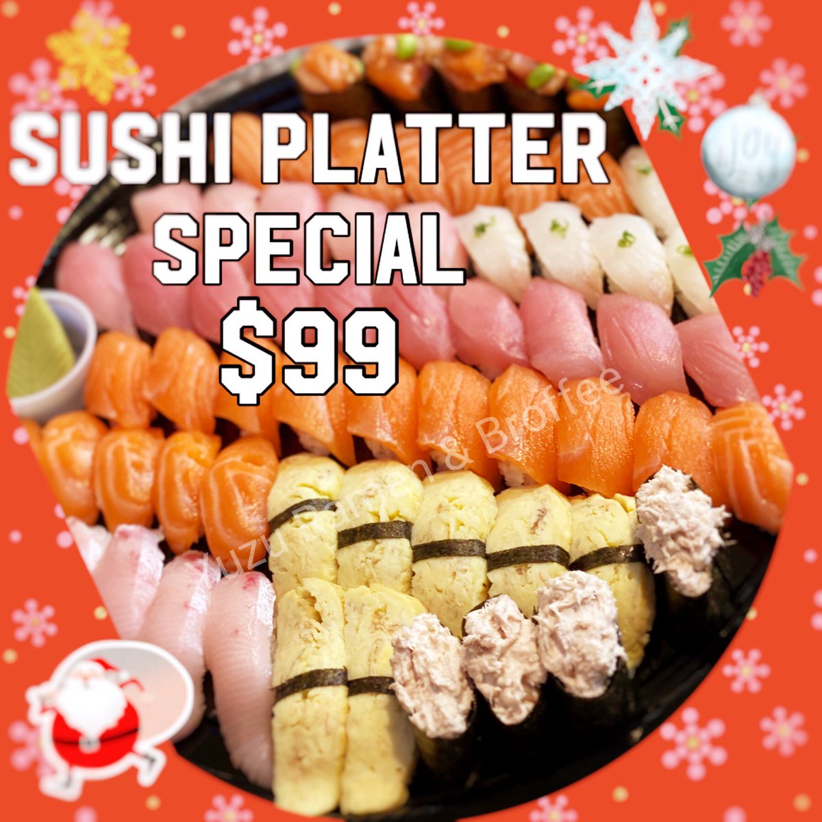Next week is already #Christmas! 
Have you preordered our Christmas Sushi Platter yet? Hurry before we sell out!

Sushi Platter Special🎄
$99.00

Preolder only!!
from December 1 to December 23.

Available for pick up
・Christmas Eve / Dec 24
・Christmas Day / Dec 2

#sushitime