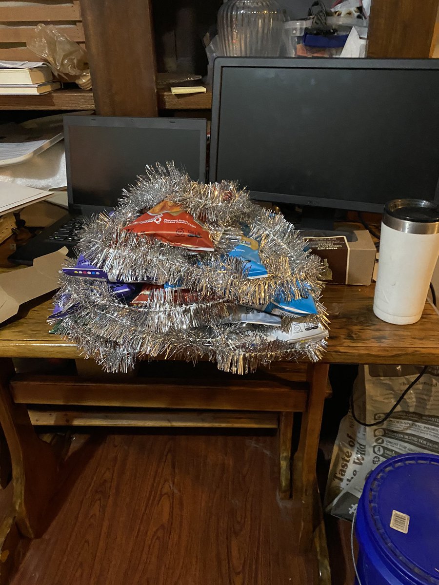 AngelaAEason's tweet photo. A LHS tradition is a voluntary Secret Santa exchange among the faculty and staff. My person said she likes potato chips... so as part of her big gift at the end of the exchange tomorrow, I tried to make her a potato chip Christmas tree... #notafraidtofail 😂😂 https://t.co/AwkZNdBETr