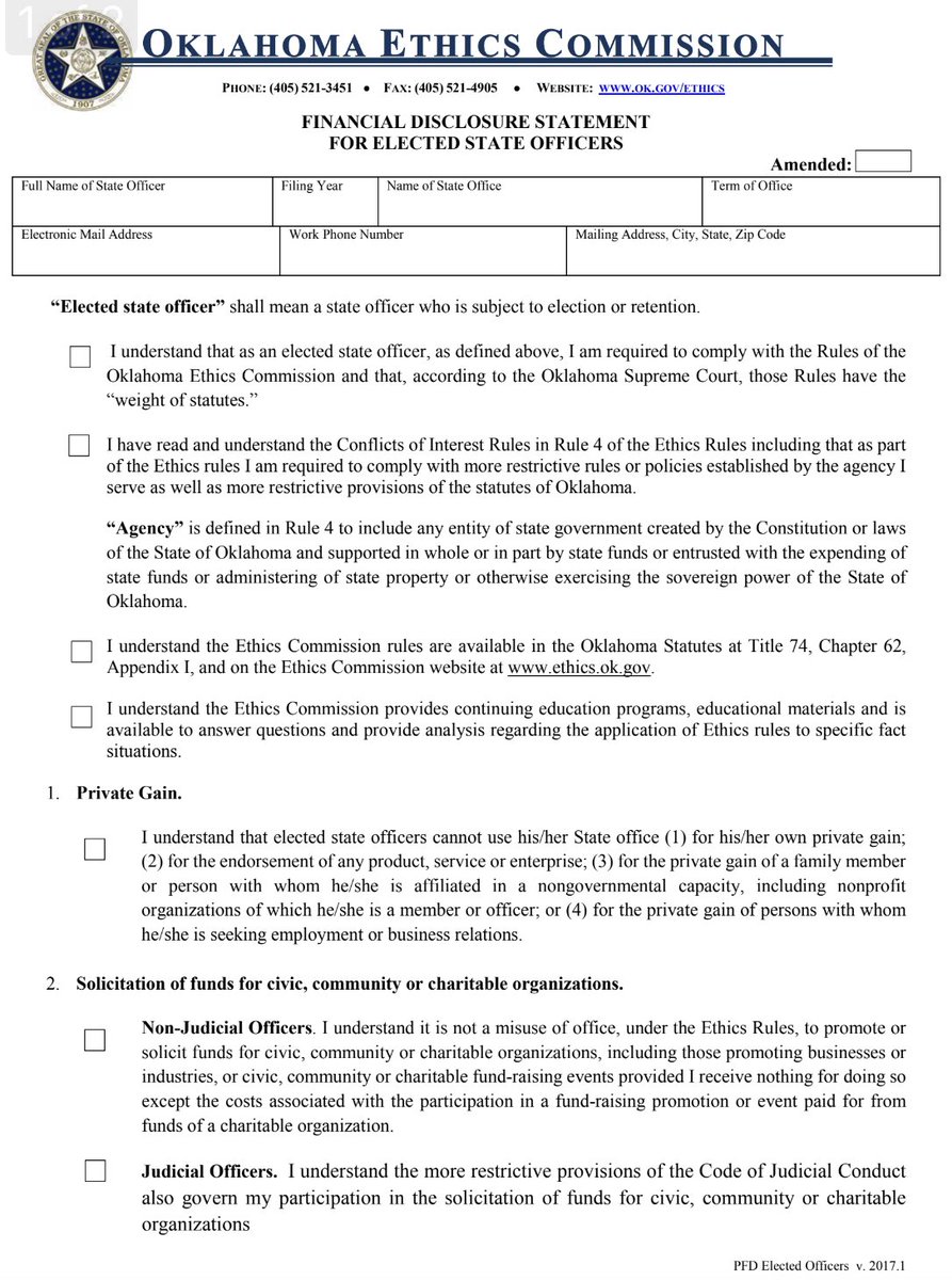 ashleyk2515's tweet photo. These typically take 5-10 minutes &amp; mostly involve check boxes. After the first one is filed, the next one is pre-filled with your info so you just update as needed. #okleg https://t.co/1QSyAQsBc9