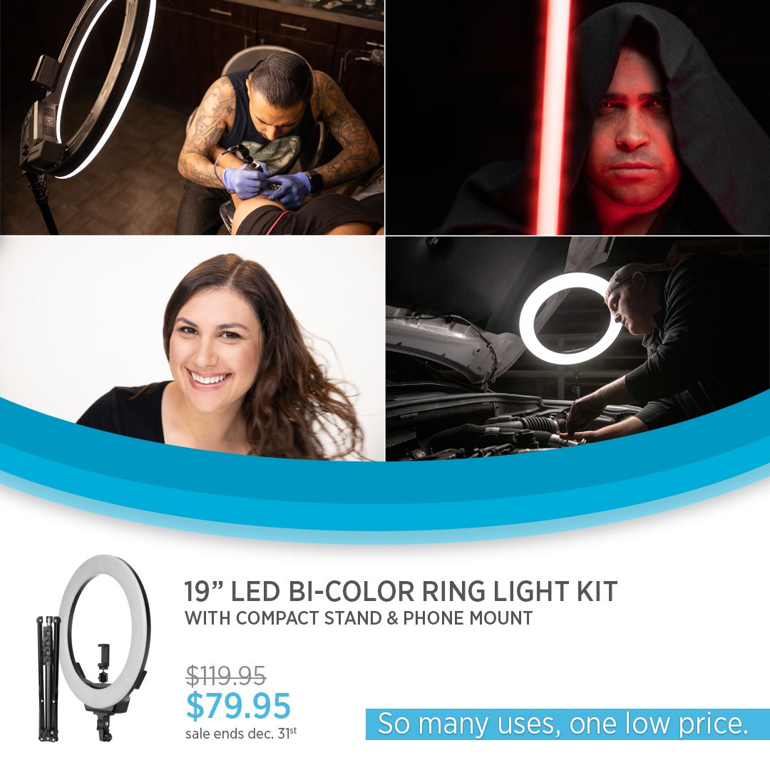 FovitecUSA's tweet photo. Our most popular new product is back in stock for the holidays and at a special price! Save over 30% on our 19" bi-color LED ring light kit on https://t.co/ZLZw2wQoPA until December 31!
.
#fovitec #ringlight #led #giftguide #holidaygifts #holidaysale #holidaygiftguide https://t.co/ZpNRcExcEz