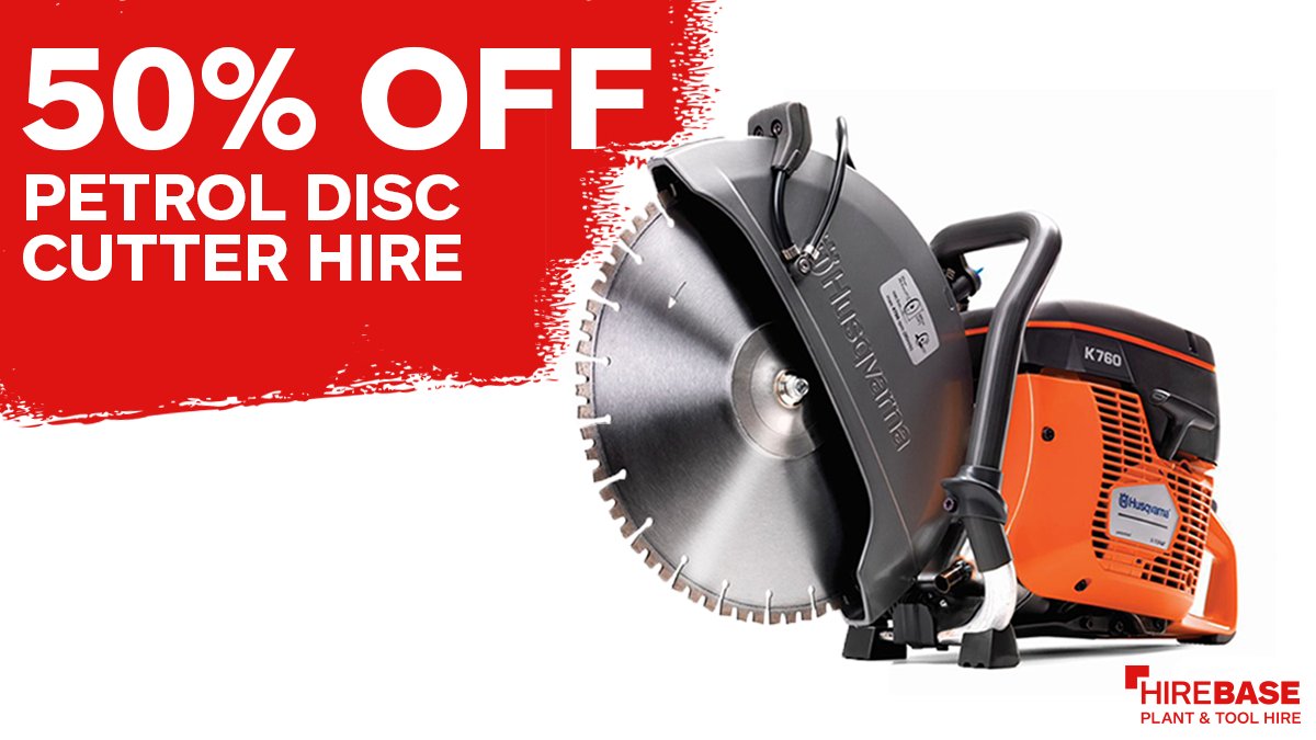 Is your disk cutter not cutting it? At Hirebase you can now hire a 300mm Petrol Disc Cutter from just £34.79 a week with 50% off our top 10 hires! Order today at buff.ly/2HDqp6H

T&amp;Cs apply. 50% off the list price when you hire online.