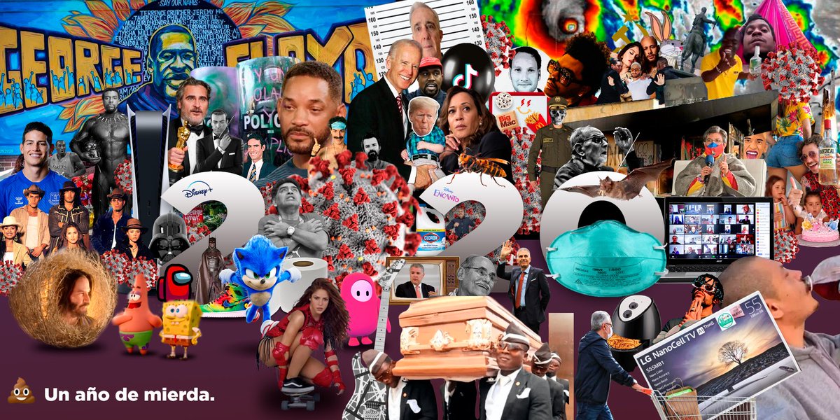 ed667's tweet photo. Una vez más y como todos los años, el resumen de un año de mierda. #2020 #COVID19 #Trump #SpongeBob #acab #rumours #ps5 #SonicTheHedgehog #sanandresyprovidencia #reposao #DisneyPlus #james #queiroz #colombia #TheWeeknd #zoom #PasionDeGavilanes #amongus #BlackLivesMatter https://t.co/vMwKpOxcqy