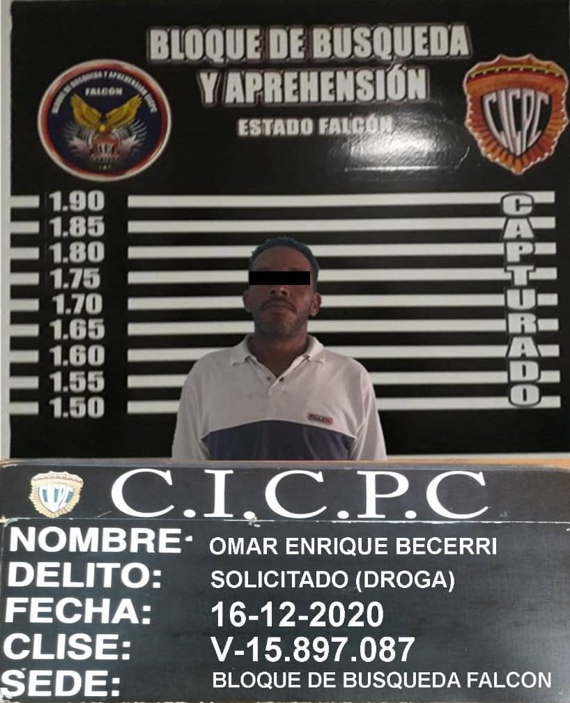 #CICPC Bloque de Búsqueda y Captura región Falcón capturó a ciudadano SOLICITADO por el Tribunal Cuarto en funciones de Control del estado Falcón, por el delito de DROGA.

<a href="/DouglasRicoVzla/">Douglas Rico</a> 
<a href="/JSalazarCICPC/">Jhonny Salazar</a> 
<a href="/MercyBracho1/">Com. Mercy Bracho</a> 
<a href="/Cicpc379/">Redip Occidental Cicpc</a> 
<a href="/pablocastro76/">Pablo Cesar</a> 
@CICPC060