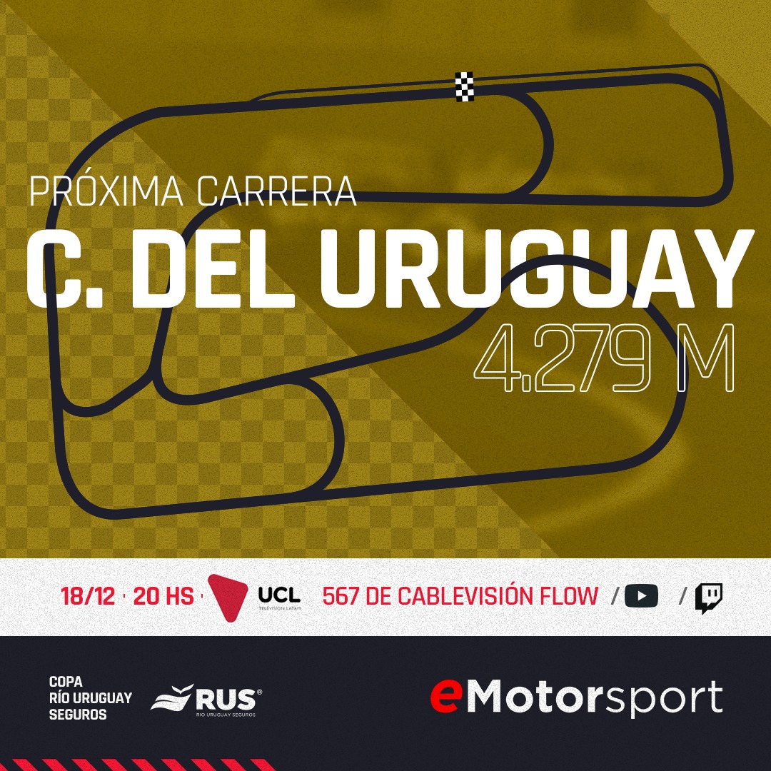 Este viernes <a href="/ruseguros/">ruseguros</a> nos recibe en su casa: Concepción del Uruguay es el destino final de esta apasionante competición. Desde las 20hs <a href="/uclplay/">UCLPLAY</a>.

Produce eMotorsport con el patrocinio de <a href="/ruseguros/">ruseguros</a> @rusdeportes y @shell_argentina⁠
Partner oficial: <a href="/actcargentina/">Turismo Carretera ACTC</a>⁠