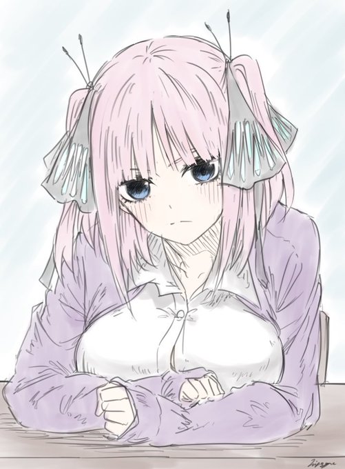 MiさんがTwitterに投稿した中野二乃(五等分の花嫁)のイラスト。