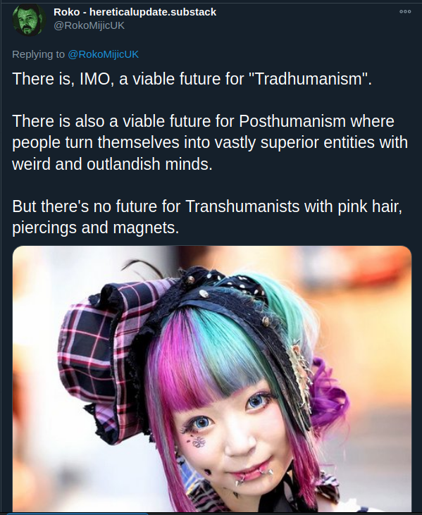 I wanted to come back to this because it's worth emphasizing transhumanism has value precisely cuz it constitutes a middle path between stasis and a cancerous will-to-power posthumanism.Yes, humans are always in transition, but that can be a collaborative wild exploration.