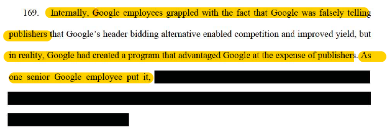 Internally, Google employees grappled with their lies while raking profits away from publishers. /24