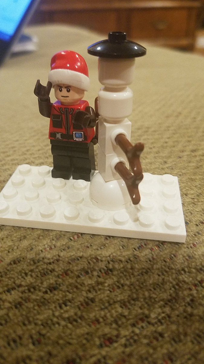 Mttaborbiology's tweet photo. Lego ornament built by Connor! James building an alien snowman. #BuildtoGive https://t.co/eSqgbFH4KM