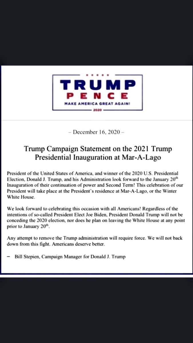 paulruddly's tweet photo. Real or Fake? Trump letter to supporters today claiming victory and a second term with an inauguration at Mar-a-lago!  
If so, what a fake news loser.

#crybabyTrump #BidenWonDonaldLost #BidenWon #TrumpIsACompleteFailure #MaralagoIsForLosers https://t.co/nu0elM7RjC