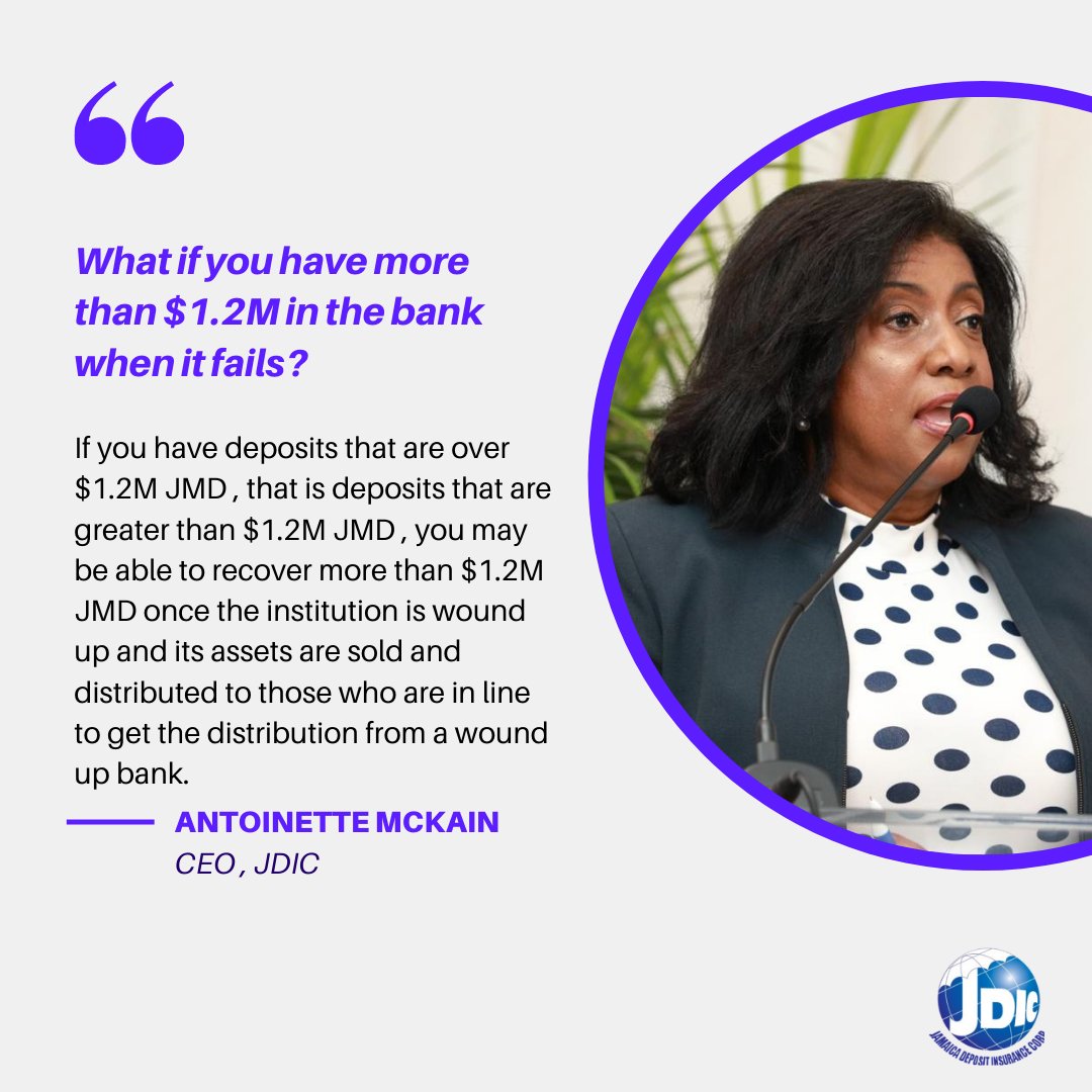 JDICJam's tweet image. Should your financial institution fail,  there are processes in place to possibly provide more than the $1.2M coverage you receive from the JDIC.

#JDIC #JDICJAM #DepositInsurance #ProtectingDepositsForYouAndMe
