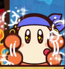 1 - In one of the cutscenes in Kirby)# Return to Dream Land, Bandee is seen flapping his hands before falling over after Magolor's betrayal, likely to cope with stress. In promotional material for Kirby Fighters 2, he does this both with excitement and with fear.