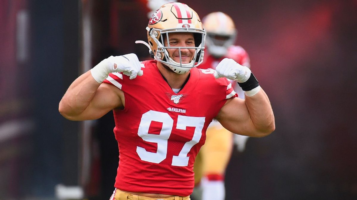 GridWeekly's tweet image. Nick Bosa Extension 💰

SF wasted no time ensuring their defensive future locking in one of the @GridMBL best defensive line technicians in the game.

Nick Bosa is officially under contract for the next 5 years at a reported $103MM

#GWW