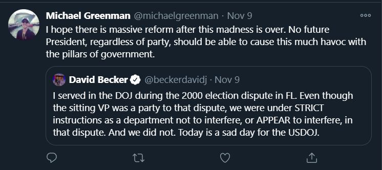So, let's see how non-partisan fmr. Dominion official Greenman is. Here is a sample from  @michaelgreenman:1. Supports Biden's globalist overtures (RT)2. Childish cartoon about 'LOSER' Trump (RT)3. Trump causing 'havoc'4. Georgia rescued by Abrams (Avengers vid RT)