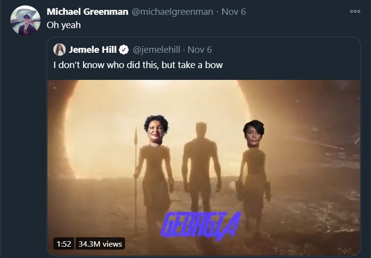 So, let's see how non-partisan fmr. Dominion official Greenman is. Here is a sample from  @michaelgreenman:1. Supports Biden's globalist overtures (RT)2. Childish cartoon about 'LOSER' Trump (RT)3. Trump causing 'havoc'4. Georgia rescued by Abrams (Avengers vid RT)