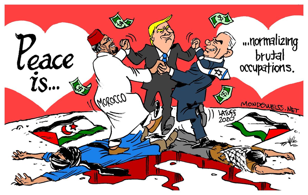 Carlos Latuff در توییتر "What words "peace" and "normalization" mean to  both #Israel and #Morocco. Cartoon @Mondoweiss… "