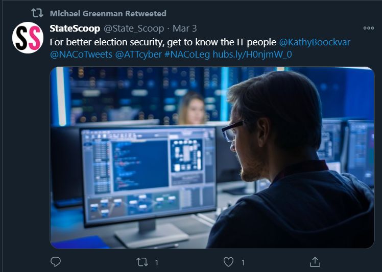 Michael Greenman obviously knows a lot about the subject of election security. After all, he was a former VP for SCYTL. The privately owned Spanish-based company does US Election Night Reporting, according to its own website. It also says it "has NO political affiliation."