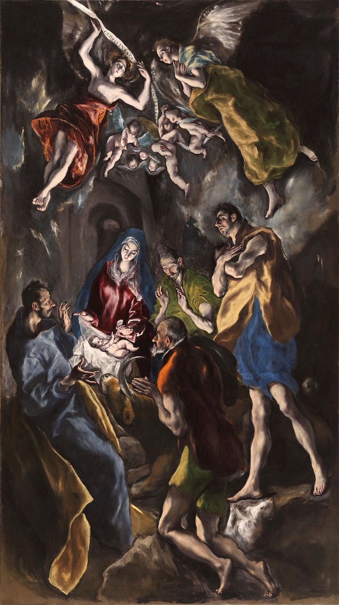 El Greco, Baroque Adoration of the Shepherds lit by the Christ Child