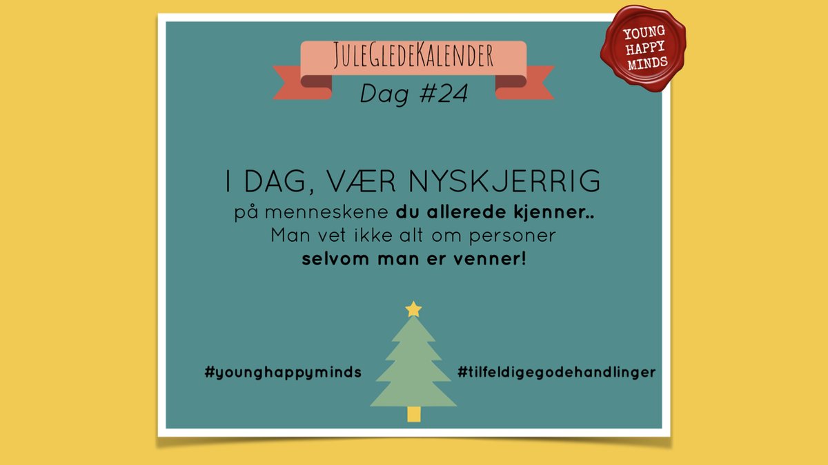 Kan du føle deg nærmere kjente eller fremmede på bare noen få minutter? Gå inn på Instagram eller Facebook siden vår for å få 36 spørsmål som kan øke nærhet og bidra til å bli bedre kjent med dine relasjoner! Nyt og ha en riktig god jul! 😃❤️🎄

#tilfeldigegodehandlinger
