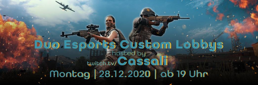 😎und wir gehen in Runde 2 !

Am 28.12.2020 ab 19 Uhr mache ich wieder Duo-Esports-Lobbys für euch auf!

Also in den Kalender eintragen und freihalten! 

Wie auch beim ersten Mal gibts PW für die Lobbys auf meinem Stream an dem Tag!

Ich freu mich auf euch 🥳