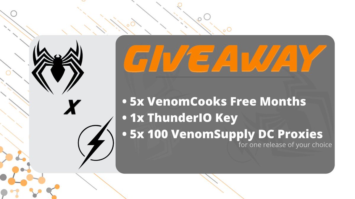 Venom_Cooks's tweet image. 🎄 CHRISTMAS EVE GIVEAWAY 🎄

To Enter: 
• Follow @Venom_Cooks, @thunder_io &amp;amp; @VenomSupply
• Like
• Retweet

You can win: 
• 5x VenomCooks Free Months 
• 1x ThunderIO Key
• 5x 100 VenomSupply Dropday DC Proxies

Winners will be picked in 48 hrs. 🎅🕸️