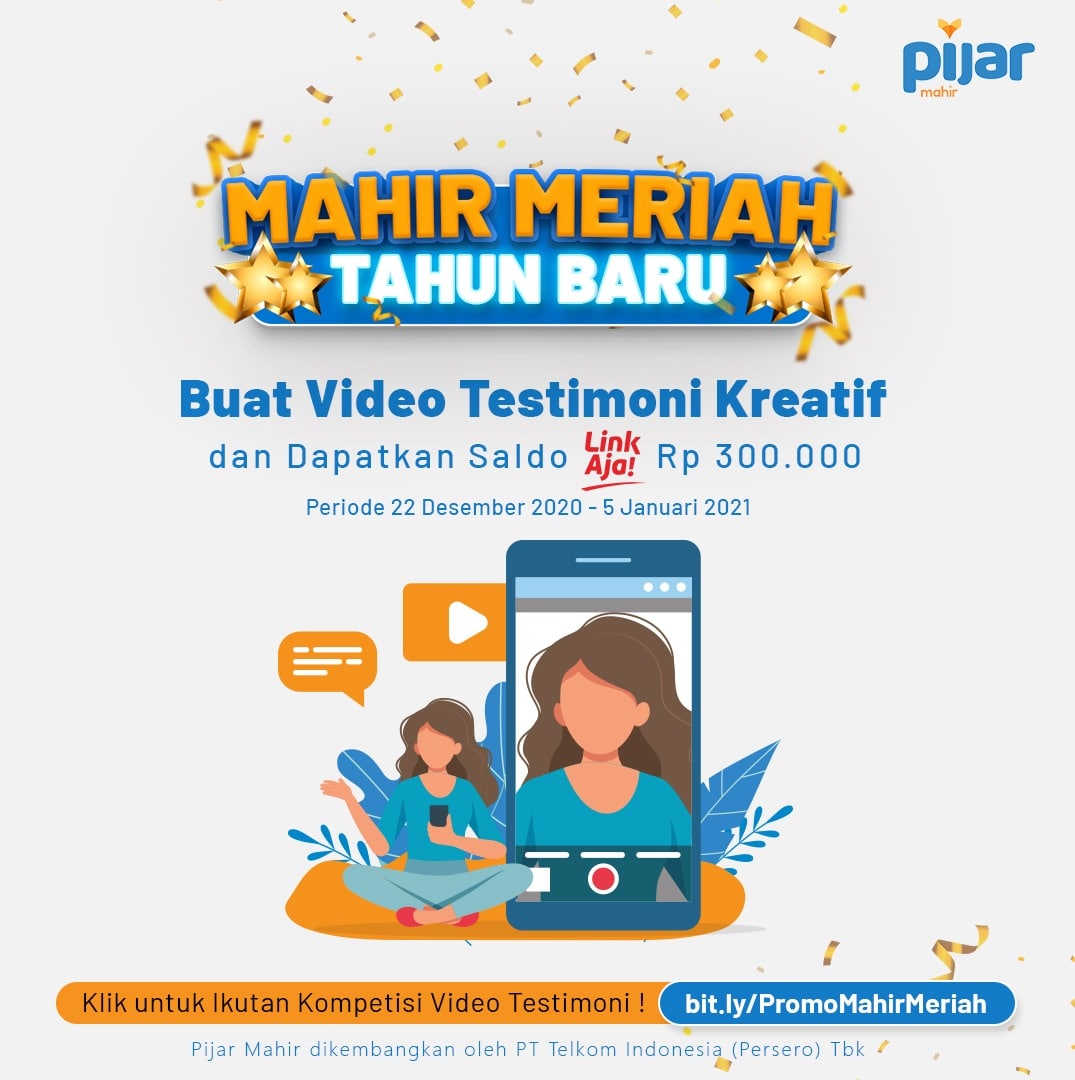 Pijarmahir's tweet photo. Cuma bikin video testimoni bisa dapat saldo LinkAja Rp. 300.000? Bisa dong! Buruan ikutan disini https://t.co/vwcsopza6U 10 orang dengan video testimoni paling kreatif bakal dipilih sebagai pemenang yang diumumkan 9 Januari 2021.
#PijarMahir #MahirMeriahTahunBaru #VideoTestimoni https://t.co/7KLG48LWKq