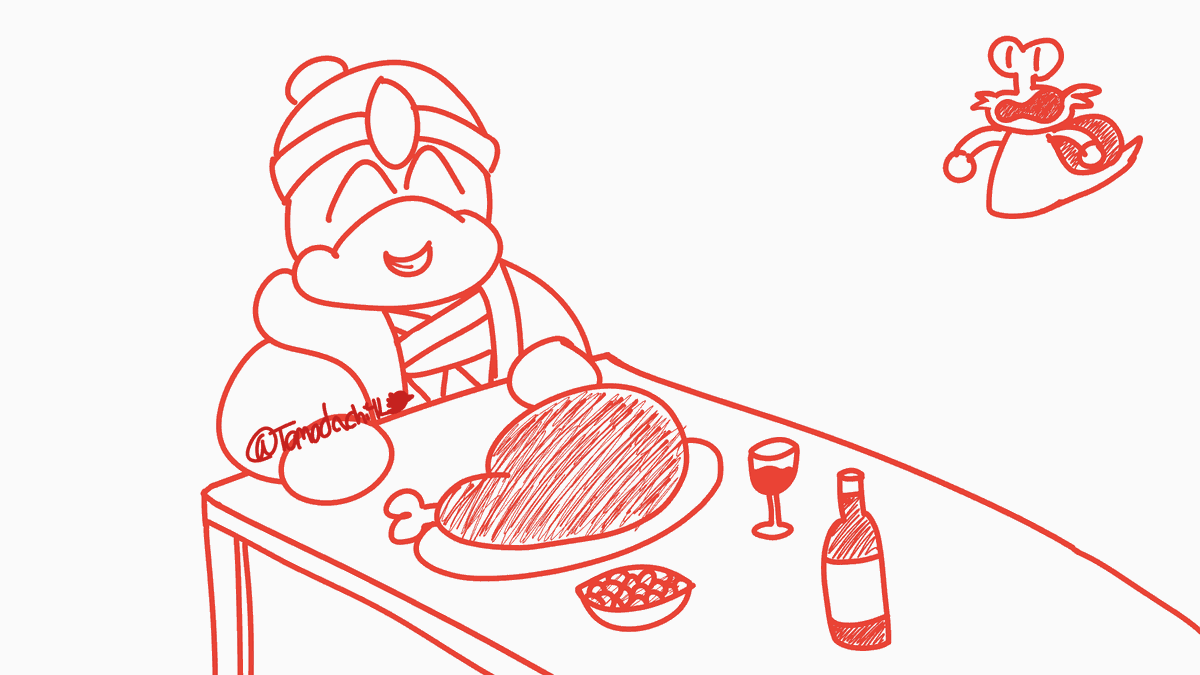 Tomodachi4L's tweet photo. Day 23 of #TomosDeDeDecember - Dinner
Dedede out here having Thanksgiving again-

#KingDedede #Dedede #DeDeDecember #Escargoon #Kirby #KirbyFanArt #Nintendo #Art #Artwork #Artist #ArtistOnTwitter #Drawing #Doodle #DigitalArt #DigitalArtwork #DigitalArtist #FanArt #Dinner https://t.co/JYL9JlVQ0G