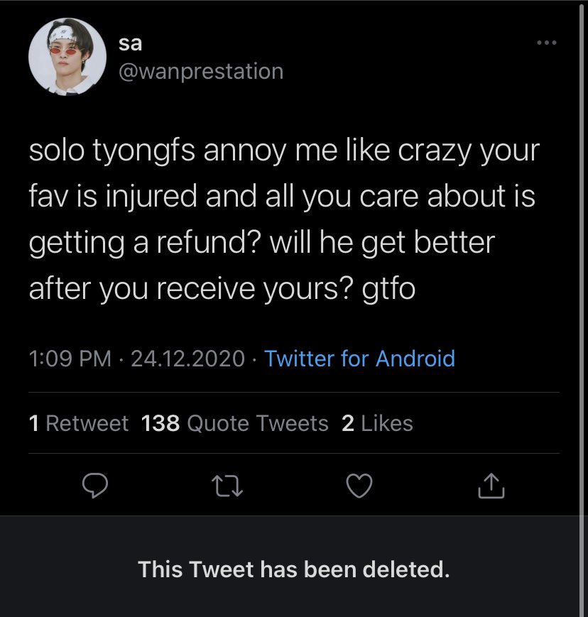 literally what the fuck? you say in ur carrd ur an ot23 and dont hate anyone but even haters dont say shit like this. and u put “dont interact if u have offensive opinions” but you yourself literally give no fucks that tys injured and clearly hate him. https://t.co/zmKTCh2475