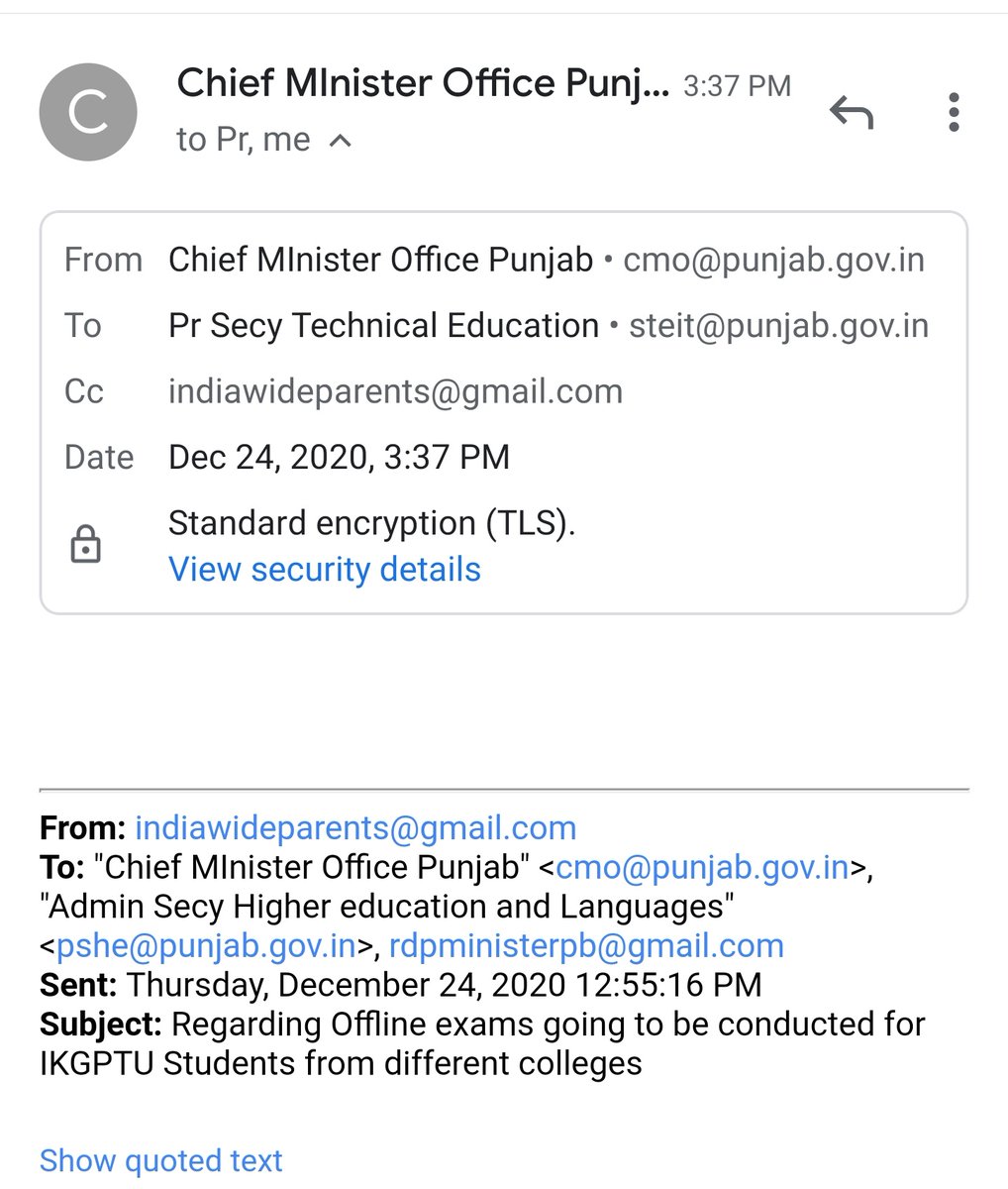 anubha1812's tweet photo. #ikgptu students CM of Punjab has forwarded the mail to Principal Secretary Technical Education.

Thanks @CMOPb 

Hope students will get relief https://t.co/MWdKl4aK3Y