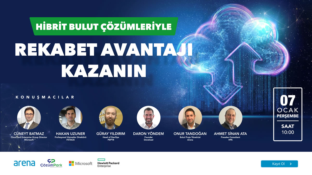 Hibrit Bulut Çözümleriyle Rekabet Avantajı Kazanın - 7 Ocak Perşembe Saat 10:00 - 12:00

Bulutun geleceği olan Hibrit Bulut konuşacağımız bu web seminerine sizleri de bekliyoruz.

Kayıt
us02web.zoom.us/webinar/regist…

#cozumparkwebcast <a href="/HPE_TR/">HPE Turkey</a> <a href="/MicrosoftTR/">Microsoft Türkiye</a> <a href="/Azure/">Microsoft Azure</a> @MicrosoftDevTR