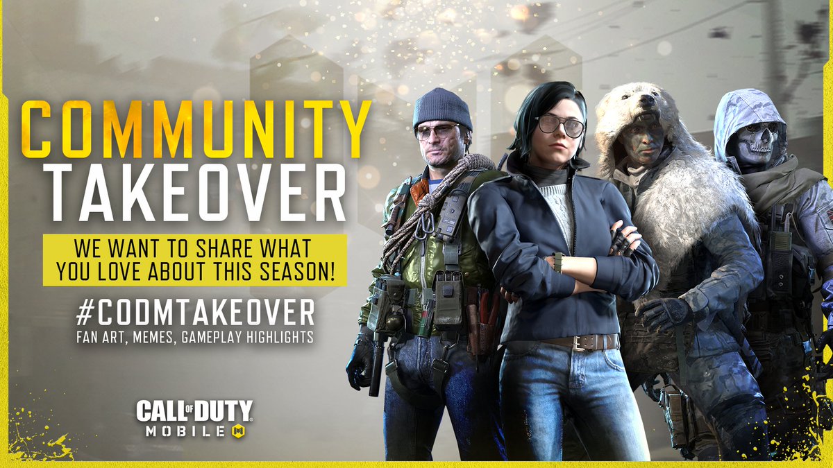 PlayCODMobile's tweet photo. 🎨🤣🎞 We have seen so much of your creativity, humor, and 10/10 gameplay highlights! We want to retweet it!

👍🏻 Post your fan art, memes, and gameplay highlights from this season while using #CODMTakeover! Then on 1/5, we plan on spending the entire day retweeting them! https://t.co/sKzGeezlmr
