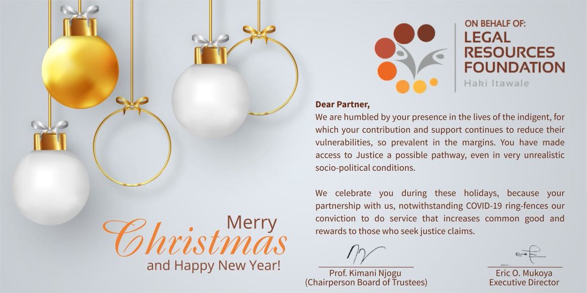 lrf_ke's tweet photo. Happy Festive Season to you all for supporting and easing our work towards ensuring a just and equitable society.

Merry Christmas and a Prosperous 2021 https://t.co/Gl7WIMrQWx