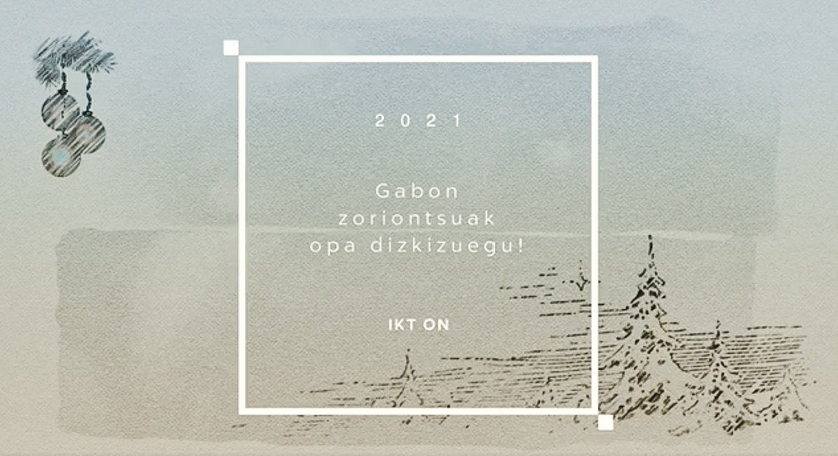 ikt_on's tweet photo. 𝙈𝙤𝙢𝙚𝙣𝙩𝙪 𝙢𝙖𝙜𝙞𝙠𝙤𝙖 𝙙𝙖 𝙚𝙜𝙪𝙗𝙚𝙧𝙧𝙞𝙖. 🎄♥️
⠀⠀⠀⠀⠀⠀⠀⠀⠀
Zorionak eta Eguberri ON!!! https://t.co/Tlni9yP8x8
