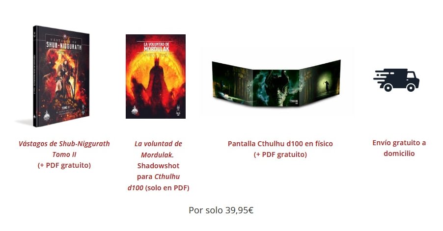 Shadowlandsed's tweet photo. SORTEO 🍀 #VástagosDeShubNiggurath sale en #preventa el 29/12. https://t.co/UDJjcc6DWj
¿Quieres ganar un pack con los dos tomos, el básico y la pantalla de #CthulhuD100?
1️⃣ Haz RT.
2️⃣ Síguenos en Twitter.
3️⃣ Dinos con quién jugarías esta campaña.
¡Tienes hasta el 28/12! https://t.co/Fa12ZmteYa