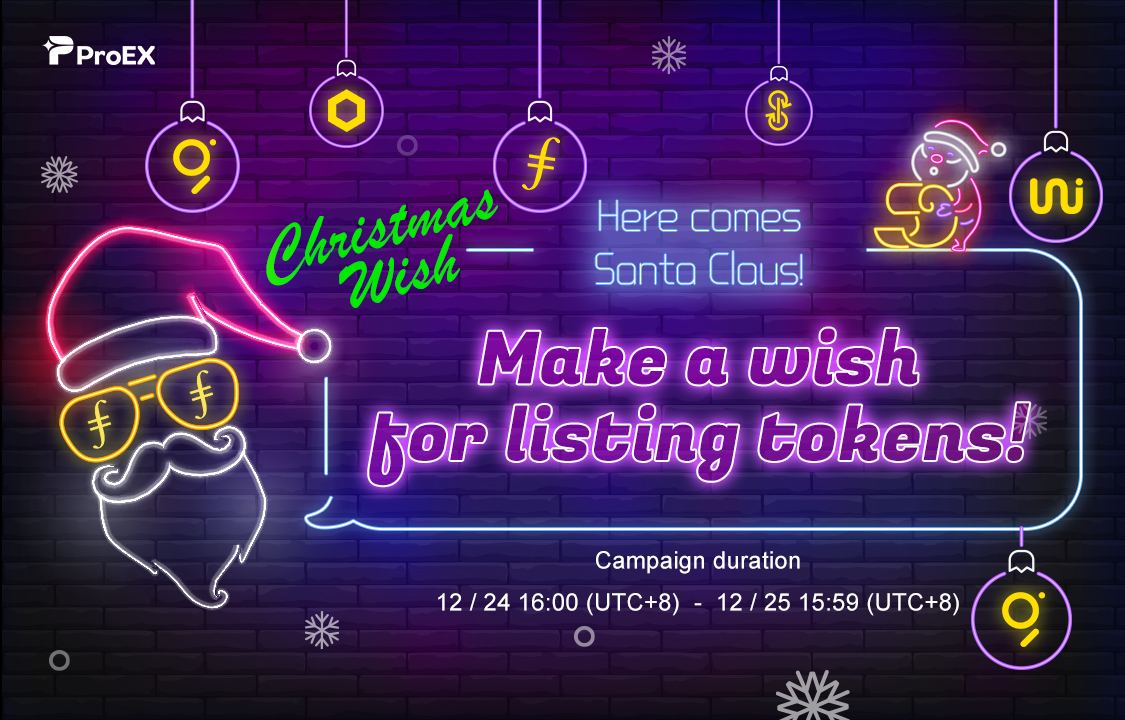 ProEX68938615's tweet photo. ✨ Make your wish for listing tokens ✨

📍 Make a wish when the Santa Claus comes! 📍

⏰ Duration：12/24  – 12/25 

🔥 Attending listing poll split total 400 USDT 🔥

🔥 One lucky participant will get extra 100 USDT 🔥

🔗 Event details: https://t.co/XhZyFTWVx4

#btc #eth https://t.co/YOZxsqudcp