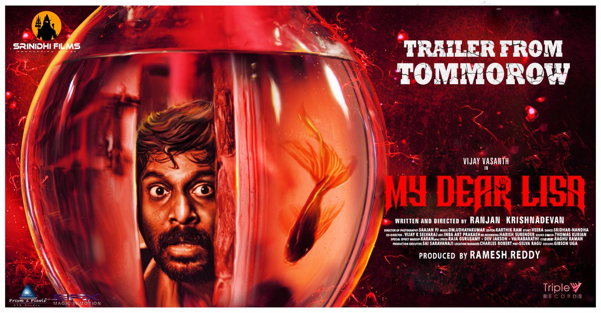 triplevrecords's tweet photo. My Dear Lisa - Trailer from Tomorrow #December25th...☠️

#VijayVasanth #Chandini #RanjanKrishnadevan @DmUdhayakumar #RameshReddy #SrinidhiFilms @iamvijayvasanth @IamChandini_12 @RKrishnadevan #TripleVRecords #Horror #மைடியர்லிசா #திகில் #திரைப்படம் #ChristmasDay #DEC25 https://t.co/JkMySfxHoo