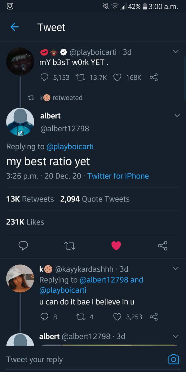 Yofish3's tweet photo. @Zakaarus @albert12798 @playboicarti He has like 1.5x more, but still, damn that's a crazy ratio https://t.co/qoJj7U5ioM