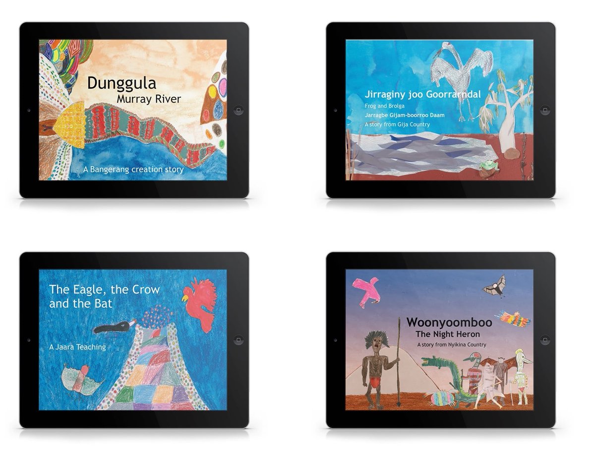RecAustralia's tweet photo. More than 10 years in the making, interactive multi-touch books created by the #Nyikina, #Gija, #Jaara and #Bangerang communities in collaboration with SharingStories Foundation are now available!

Download all four 📖 for FREE via https://t.co/30DxezbUmi https://t.co/2sUxRJyxqC