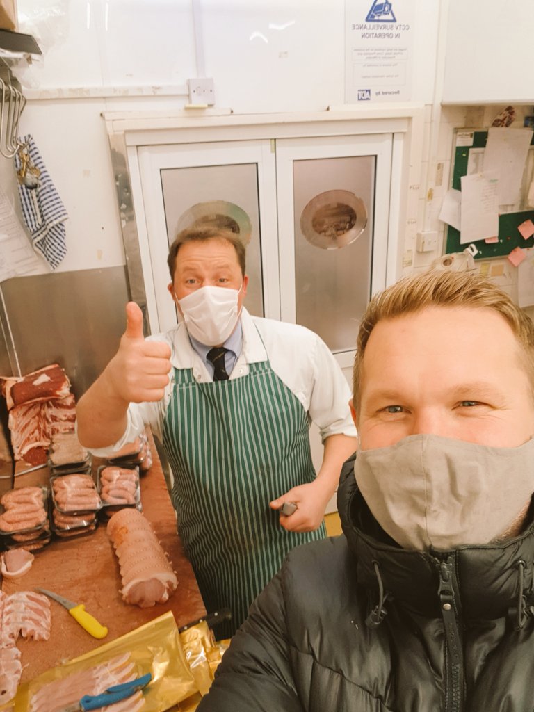 cocker's tweet photo. Couldn't resist a bit of early morning back door action with local hero and Xfm legend @frostybutcher.
Support your local butcher. They've been grafting all year in tough times and make our communities what they are.
#TheMeatIsOn https://t.co/HsAIbm8sp2