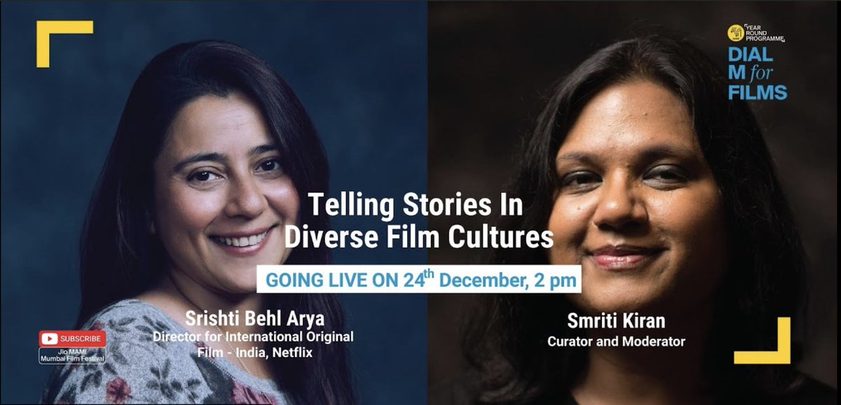 MumbaiFilmFest's tweet photo. Spending #ChristmasEve the right way. #DialMForFilms and chill with @smritikiran and @shrishtiarya 😉.
Join in https://t.co/bV6DpUhV3f
#KnowledgeSeries #DialMforFilms #MAMIYearRoundProgramme #Mumbaifilmfestival #FilmFestival #IndianFilmfestival @NetflixIndia https://t.co/HJ3Bt7u8tZ